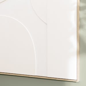 Tableau blanc abstrait formes en relief 83 x 123 cm